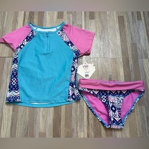 NEW Swimsuit with Rash Guard and Bikini Bottom, Size 6